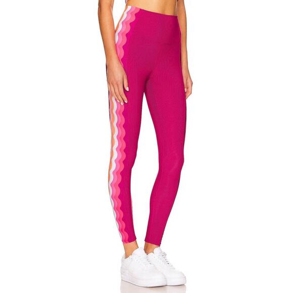 BEACH RIOT Megan Leggings in Sangria Wave high rise ribbed pink athleisure 3227